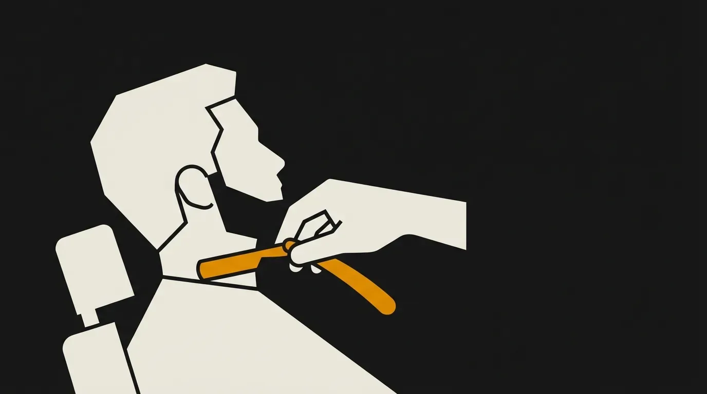 Ilustracja do sekcji "Co barber może zrobić shavette, czego nie da rady zrobić maszynką"